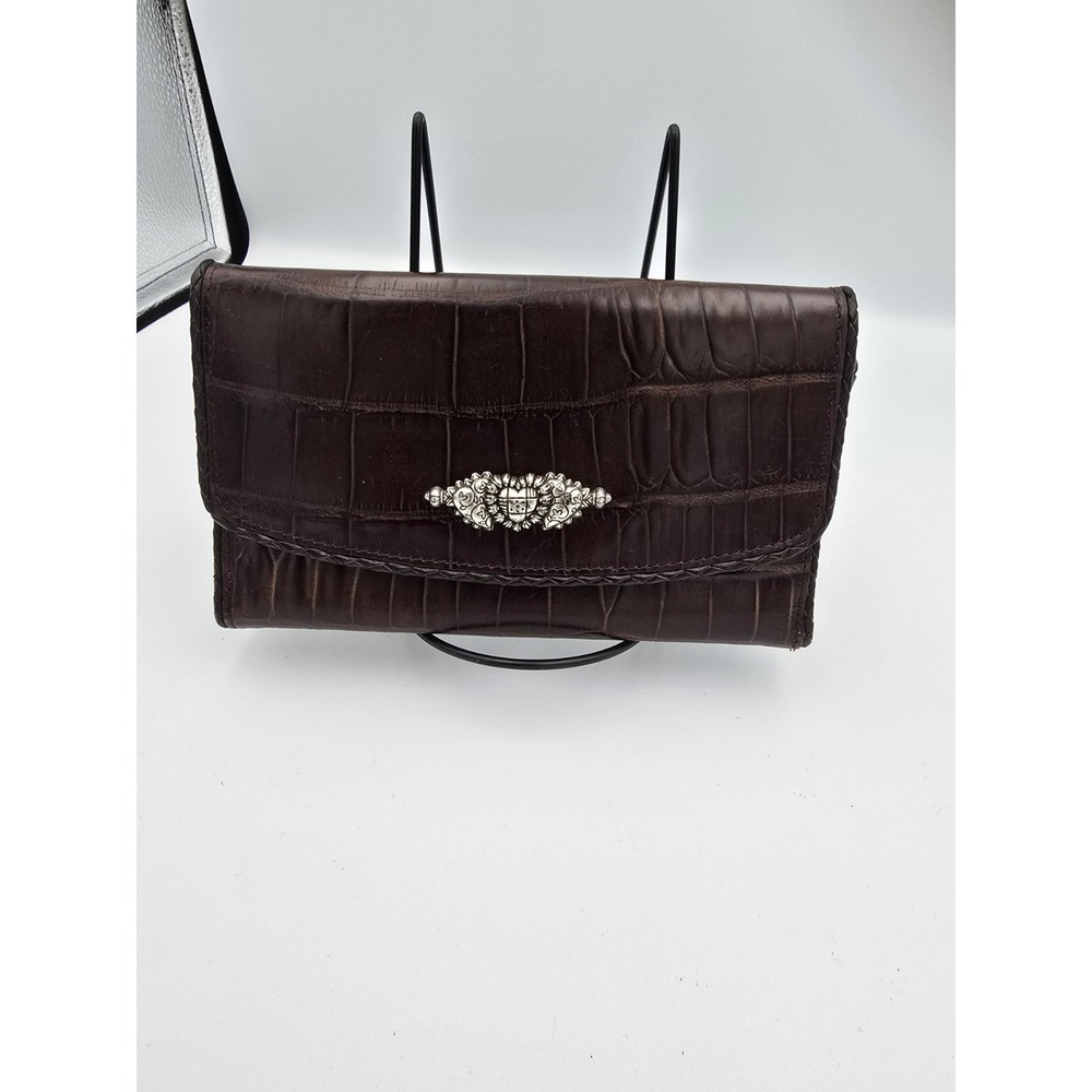 Brighton‎ Brown Crocodile Leather Crossbody Wallet